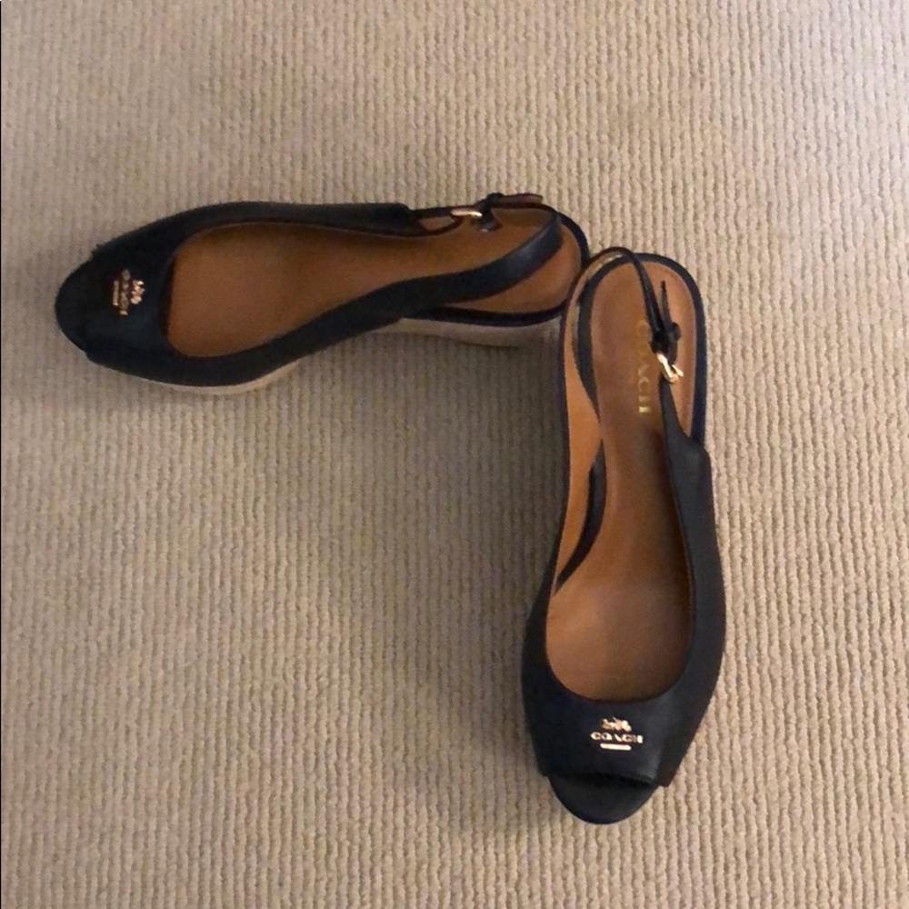 Coach Navy Wedges size 7